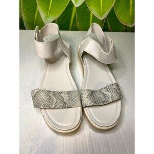 Franco Sarto Womens Varina Gray Leather Strappy Sandals Wedge Heel Size 10M